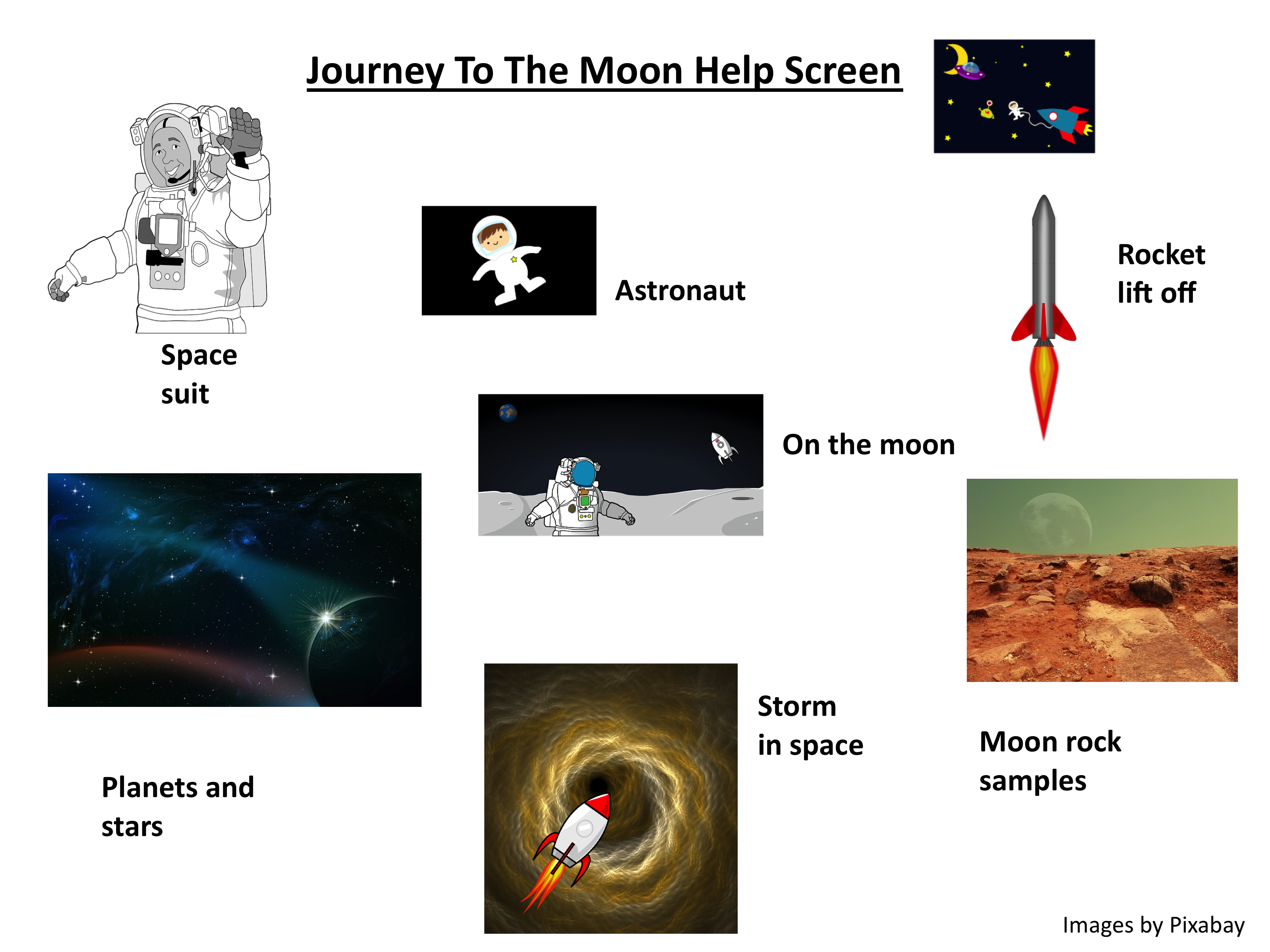 Journey To The Moon Help Screen